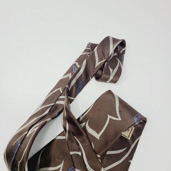 Givenchy Monsieur | Vintage Brown Printed Silk Tie (One Size) - Picture 13 of 16